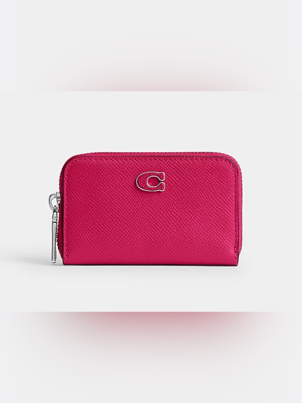 Coach Zip Around Cross-Stitch Leather Card Holder Small Size Women's Dragon fuit